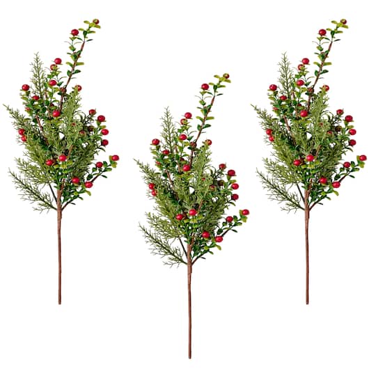 Worth Imports 20" Artificial Christmas Boxwood Berry Sprays, 3ct.